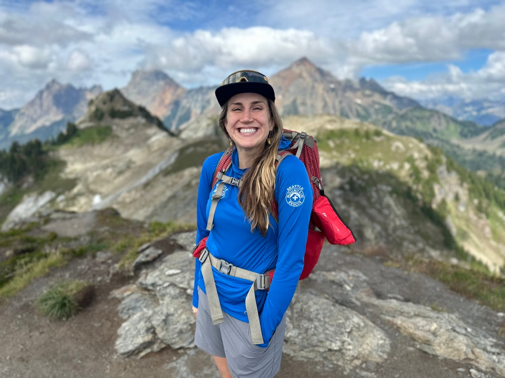 Outdoor adventure mom and physical therapist in the mountains